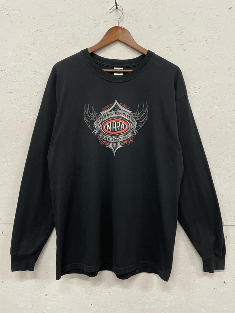 Vintage Y2K NHRA Drag Racing Championship Long-Sleeve Tee, Size XL, Flames